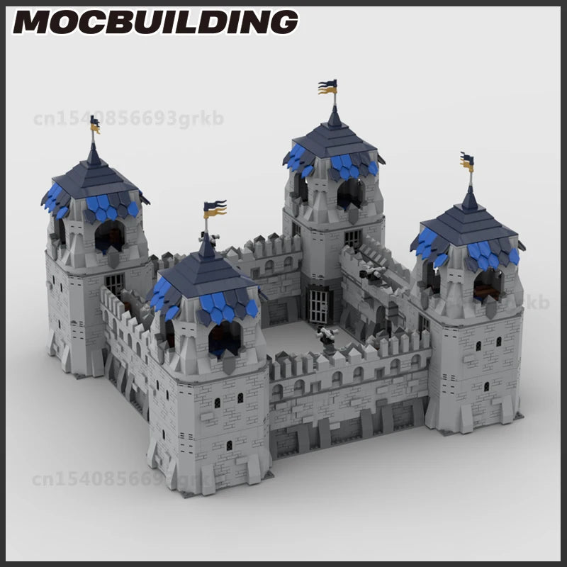 MOC Klocki do budowy średniowiecznego zamku, wieży, bramy, fortecy, kolekcja prezentów świątecznych DIY, klocki do samodzielnego montażu, zabawki dla dzieci
