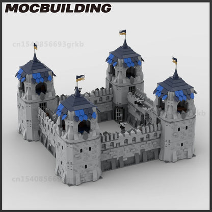 MOC Klocki do budowy średniowiecznego zamku, wieży, bramy, fortecy, kolekcja prezentów świątecznych DIY, klocki do samodzielnego montażu, zabawki dla dzieci