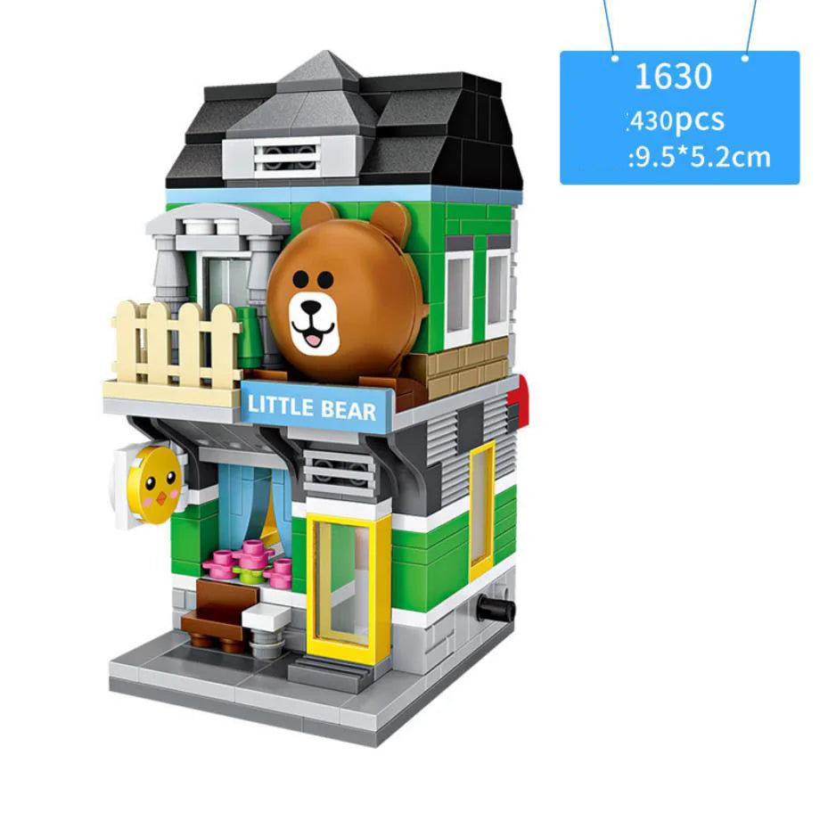 Creative Mini Block City Street View Makeup Shop Bakery Japanese Restaurant Department Store Building Bricks Toys For Gifts
