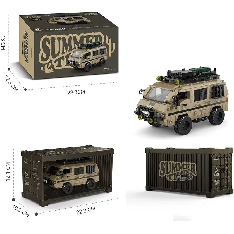 489Pcs Technical City Camper Car Building Blocks Passenger Truck Van Model Bricks Set With Display Box Kids Gifts For Boys