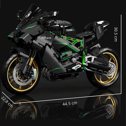 1858 sztuk 1:5 Techniczne Miasto Motocykl Samochód Model Klocki MOC Wyścigi Motocykl Pojazdy Cegły Zabawki dla Dzieci Prezenty T4019