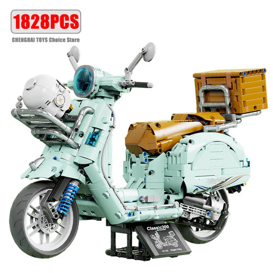 1828 sztuk 1:5 Miejskie Techniczne Modele Motocykli Samochodów Klocki Budowlane MOC Wyścigi Motocyklowe Pojazdy Klocki Zabawki Dla Dzieci Prezenty T4025