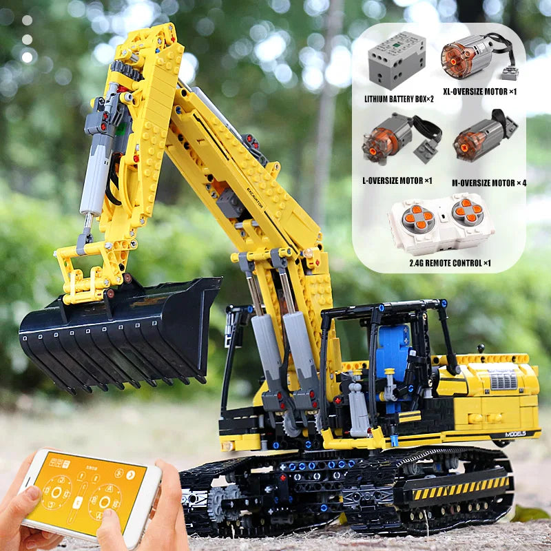 MOULD KING 13112 Technical Car Toys The MOC-2513 APP&RC Motorized Excavator Model Building Blocks Bricks Kids Christmas Gift