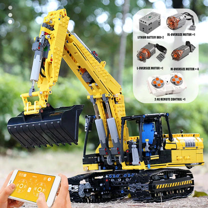 MOULD KING 13112 Technical Car Toys The MOC-2513 APP&RC Motorized Excavator Model Building Blocks Bricks Kids Christmas Gift